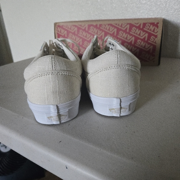 Vans Classic Old Skool Hemp Linen Women 9.5 Off White Textured Shoes New 082025 - Picture 6 of 8